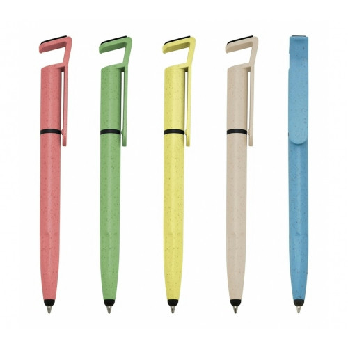 Caneta Fibra de Bambu Touch e Suporte Celular