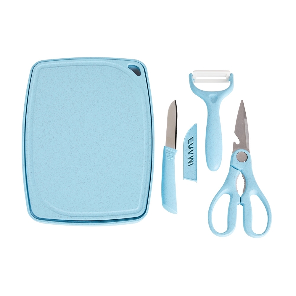 Kit Cozinha 3 Peças Plástico de Palha de Trigo e Inox