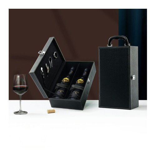 Kit Vinho Couro Sintético para 2 Garrafas 11,8x19,9cm