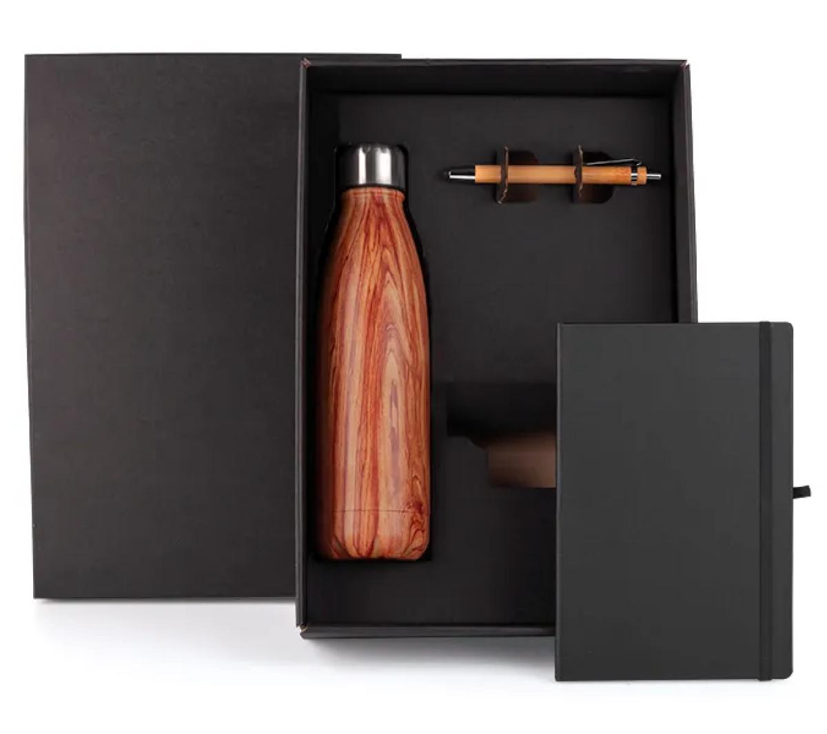 Kit com Garrafa Inox e Caneta Bambu