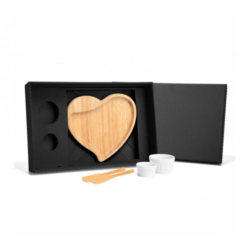 Kit Petisco Coração em Bambu 23cm