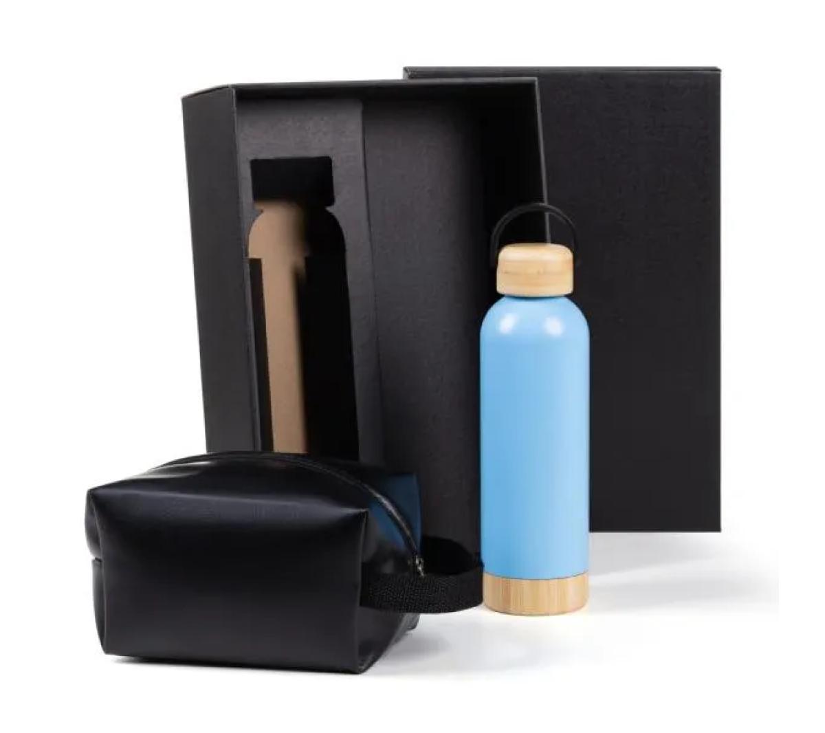 Kit Garrafa Inox e Necessaire Sintética