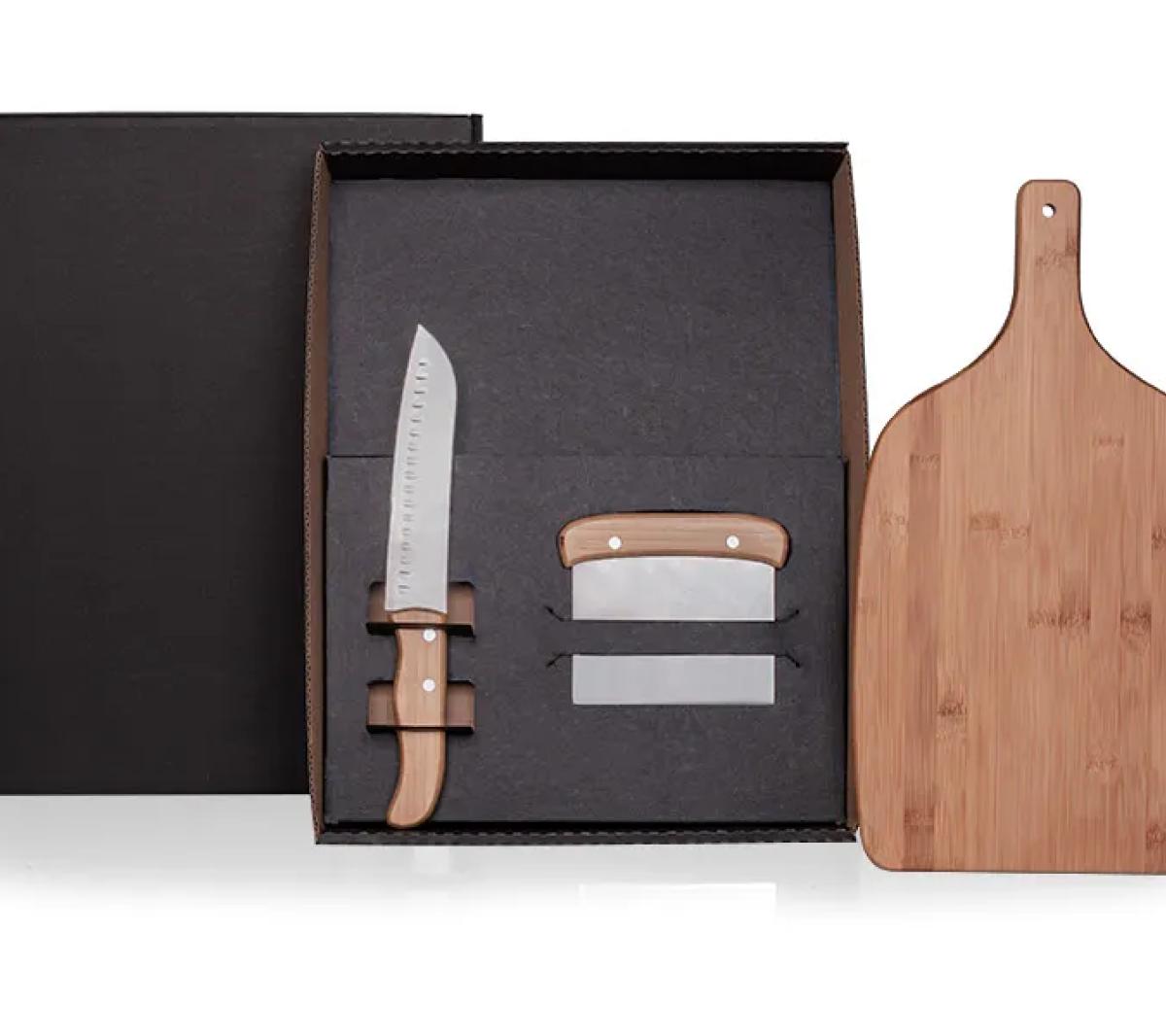 Kit Cozinha Bambu Inox 3 Peças