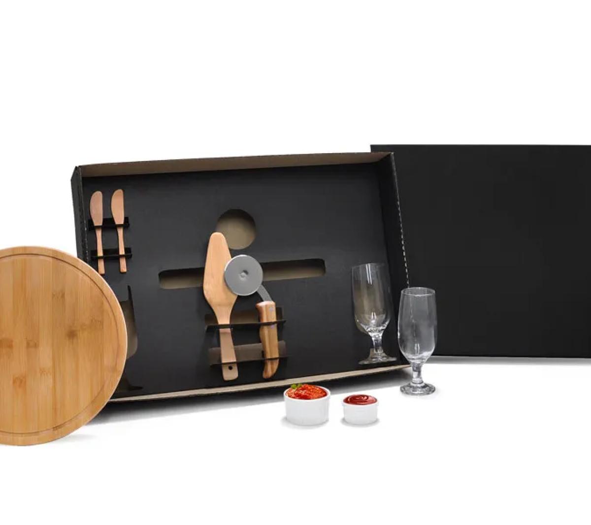 Kit Pizza Cerveja em Bambu 9 Pçs 7x4cm