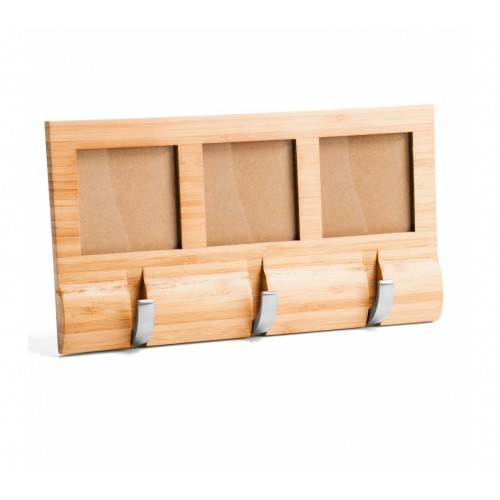 Painel de Fotos com Ganchos em Bambu 9x9cm