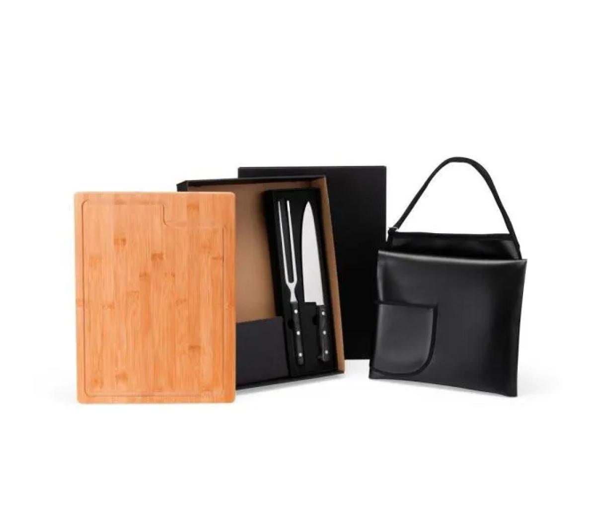 Kit Churrasco em Bambu, Inox e Corvim