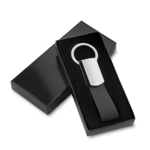 Chaveiro Metal Fosco com Couro Sintético 9x2,5cm