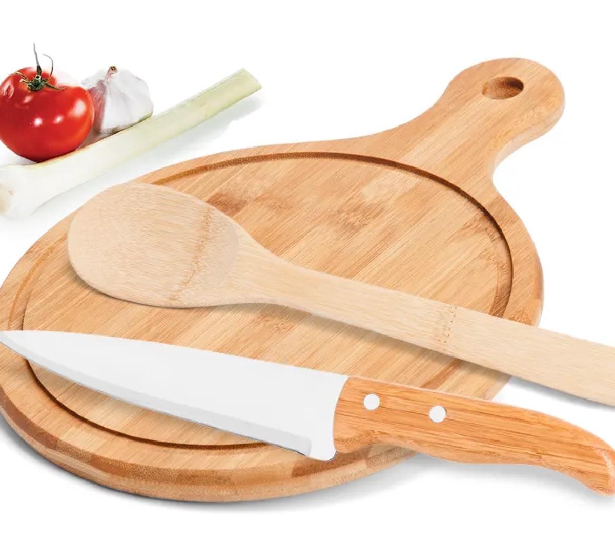 Conjunto de Cozinha Bambu e Inox