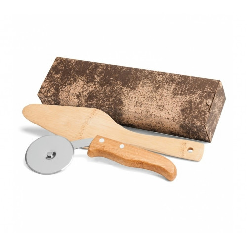 Cortador de Pizza Inox e Bambu