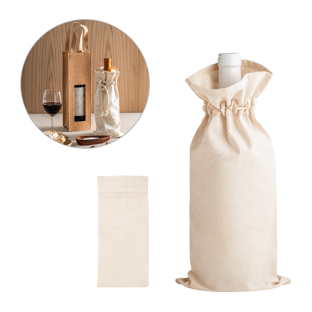 Sacola para Garrafa em Algodão 180 g/m² 150x340mm