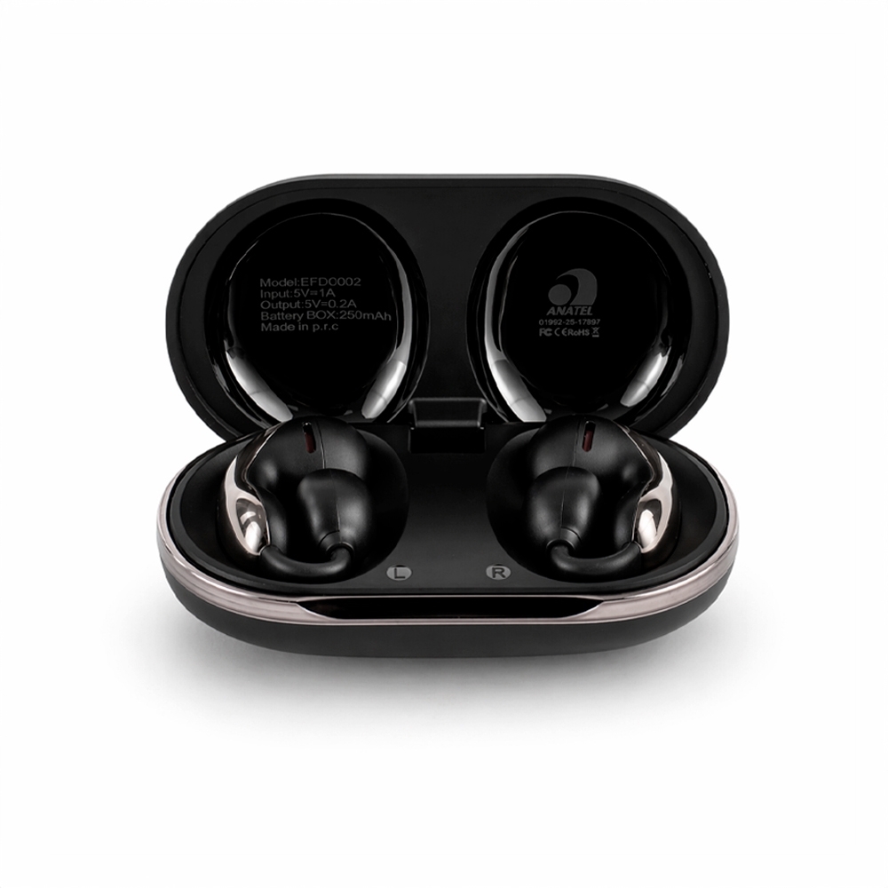 Fone de Ouvido Plástico Bluetooth Sem Fio com Case Carregador