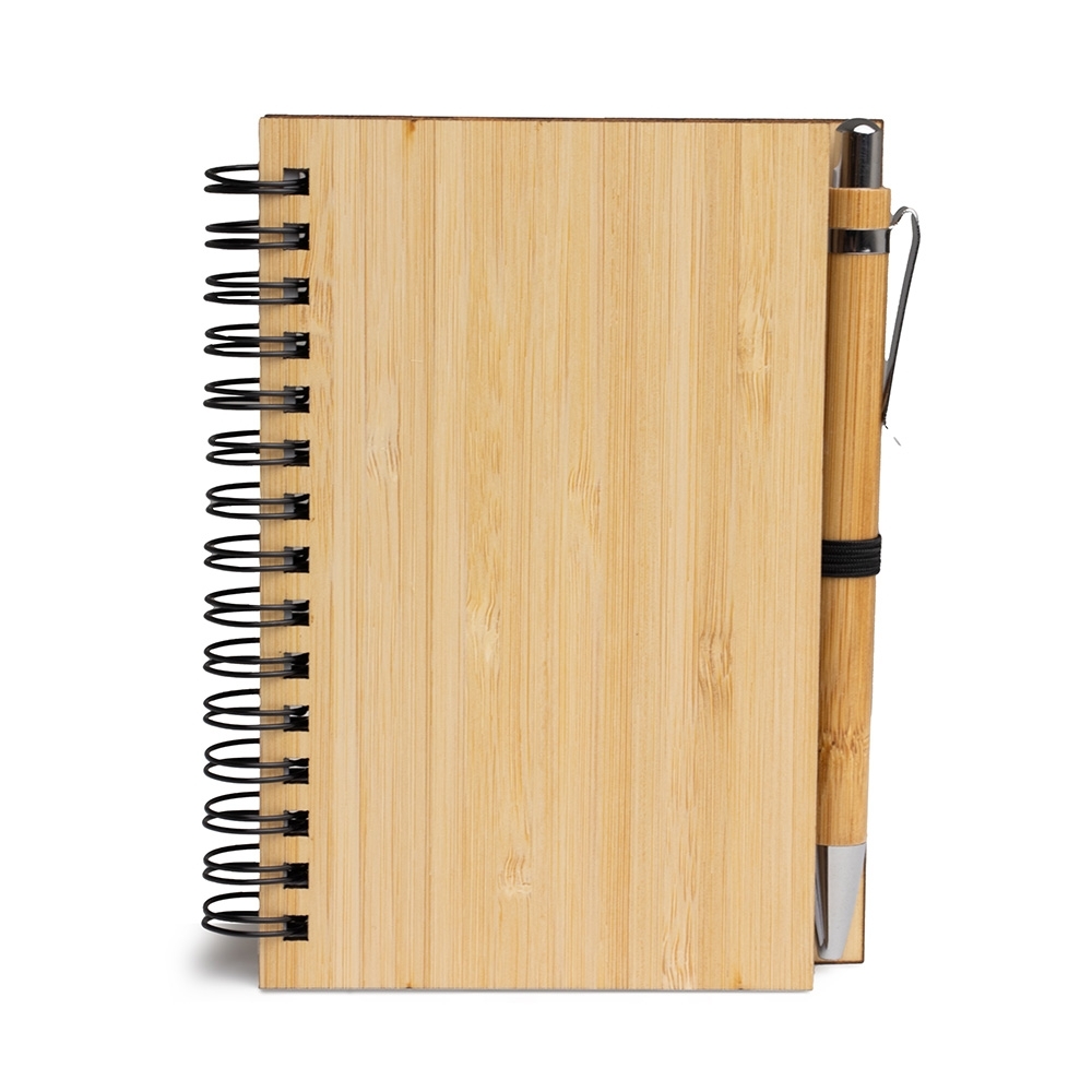 Caderno Ecológico de Bambu Pautado com Caneta 50 Folhas