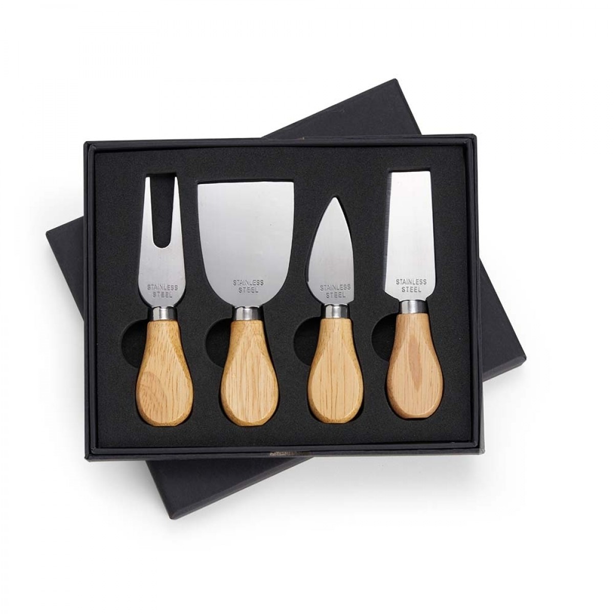Kit Facas para Queijo Aço Inox e Cabo Madeira 4 Peças
