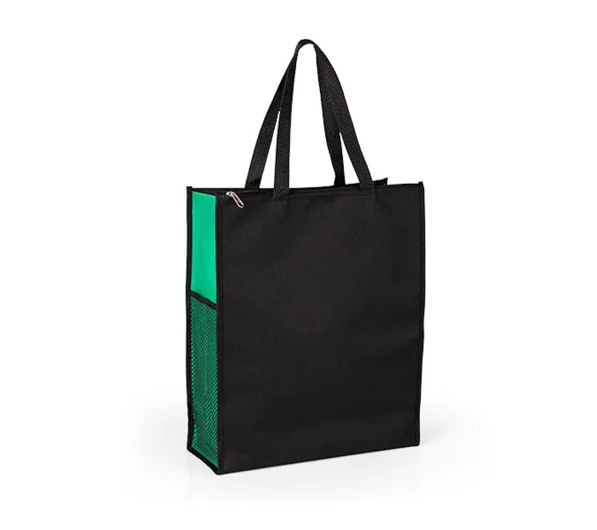 Sacola de Mão em Nylon 600 Preta/verde