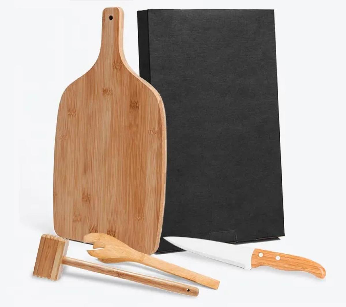 Kit para Cozinha em Bambu e Inox