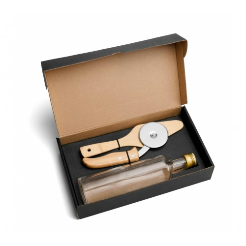 Kit Pizza em Bambu, Inox e Vidro 315x180mm