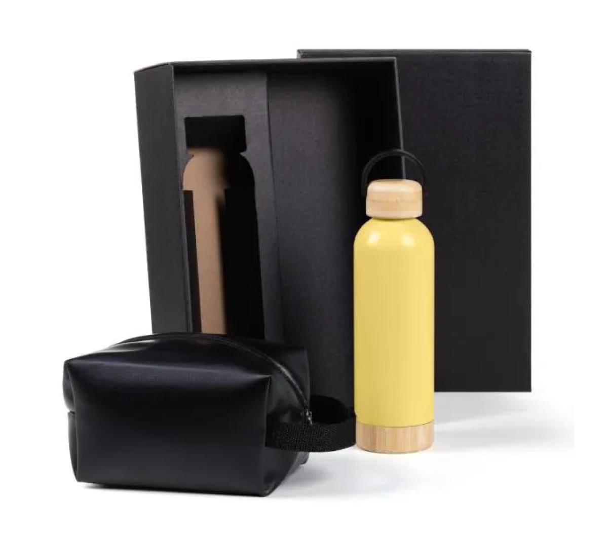Kit Garrafa Inox e Necessaire Sintética