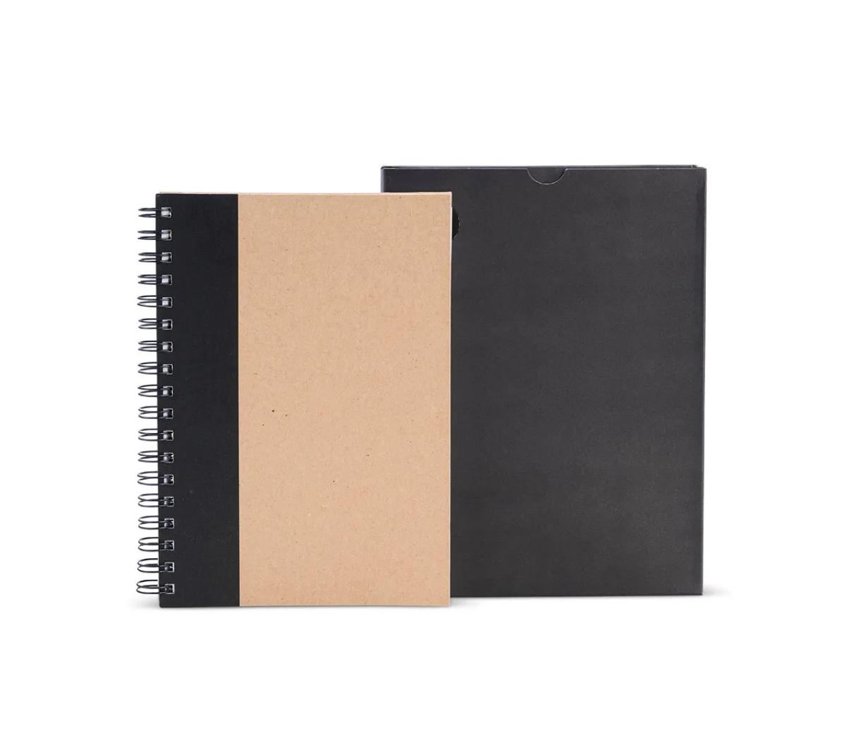 Caderno Pautado Capa Dura Cartão Kraft Wire-o 23x18cm