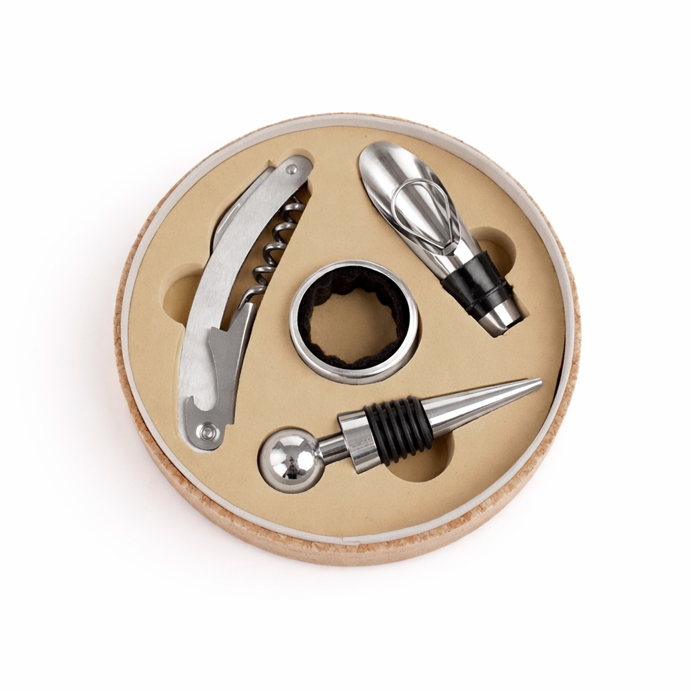 Kit Vinho 4 Peças Cortiça e Inox 4x14,7cm