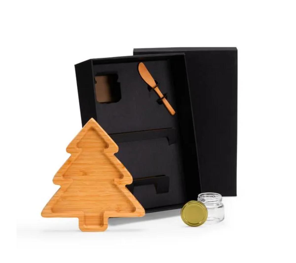 Kit Petisco Bambu com Petisqueira Árvore 3 Peças