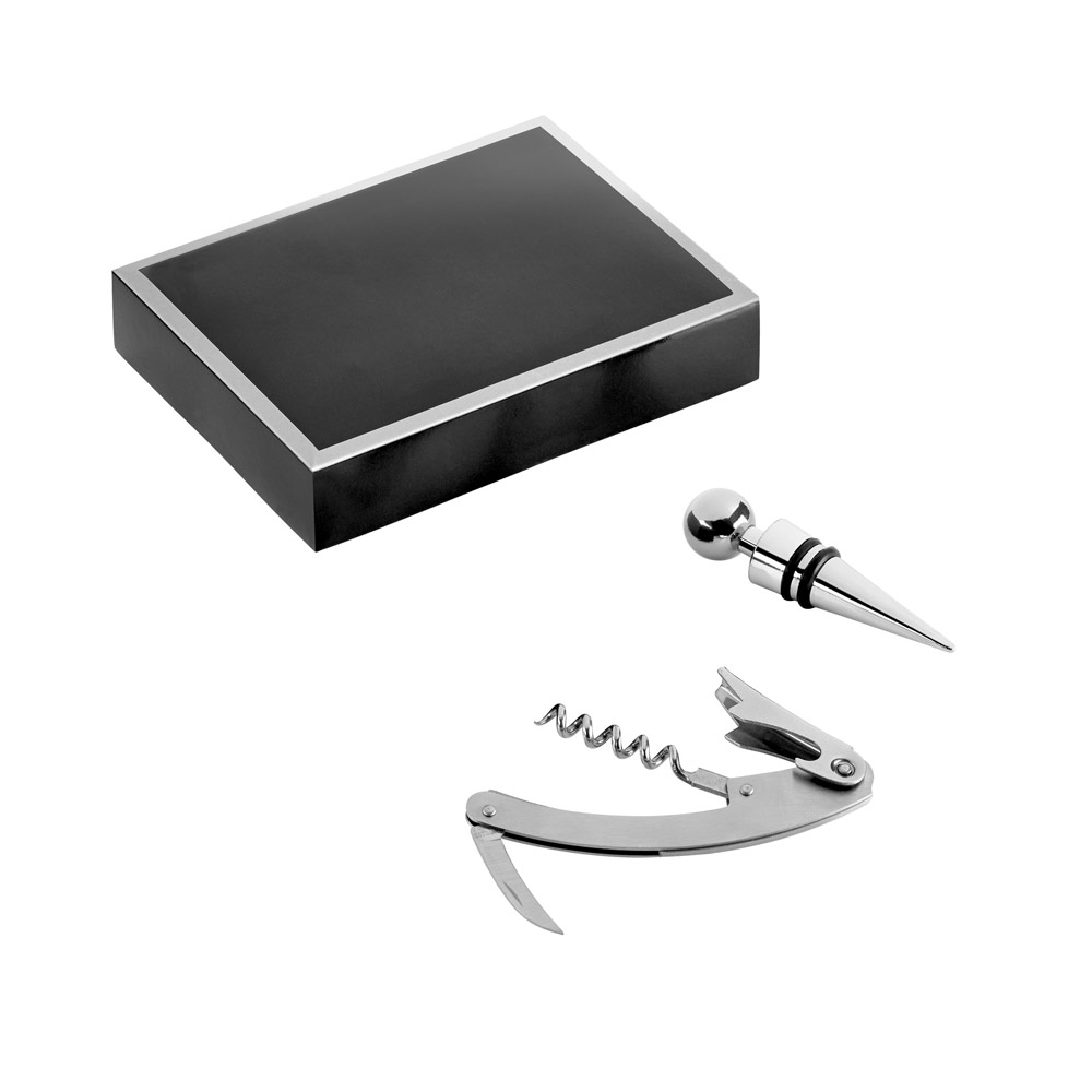 Conjunto para Vinho em Zinco com Saca-Rolhas Sommelier 103x133mm