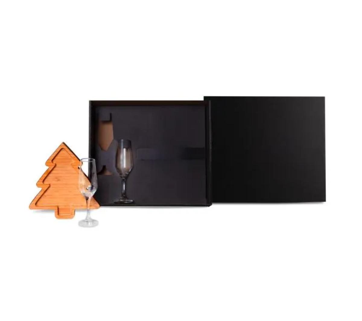 Kit Petisqueira Pinheiro e Taças de Vidro 3 Peças