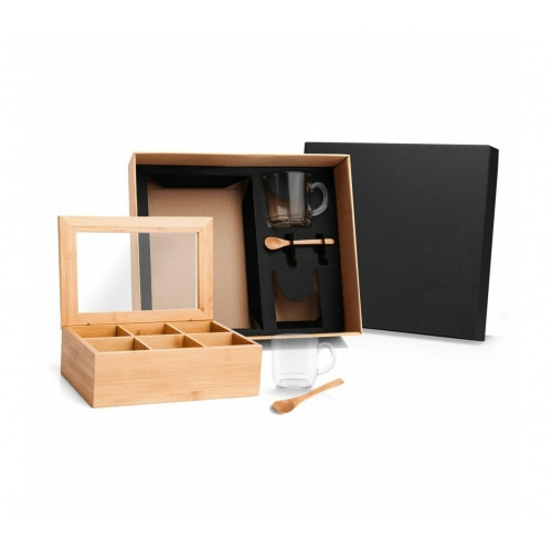 Kit Chá/Café em Bambu e Vidro 300ml