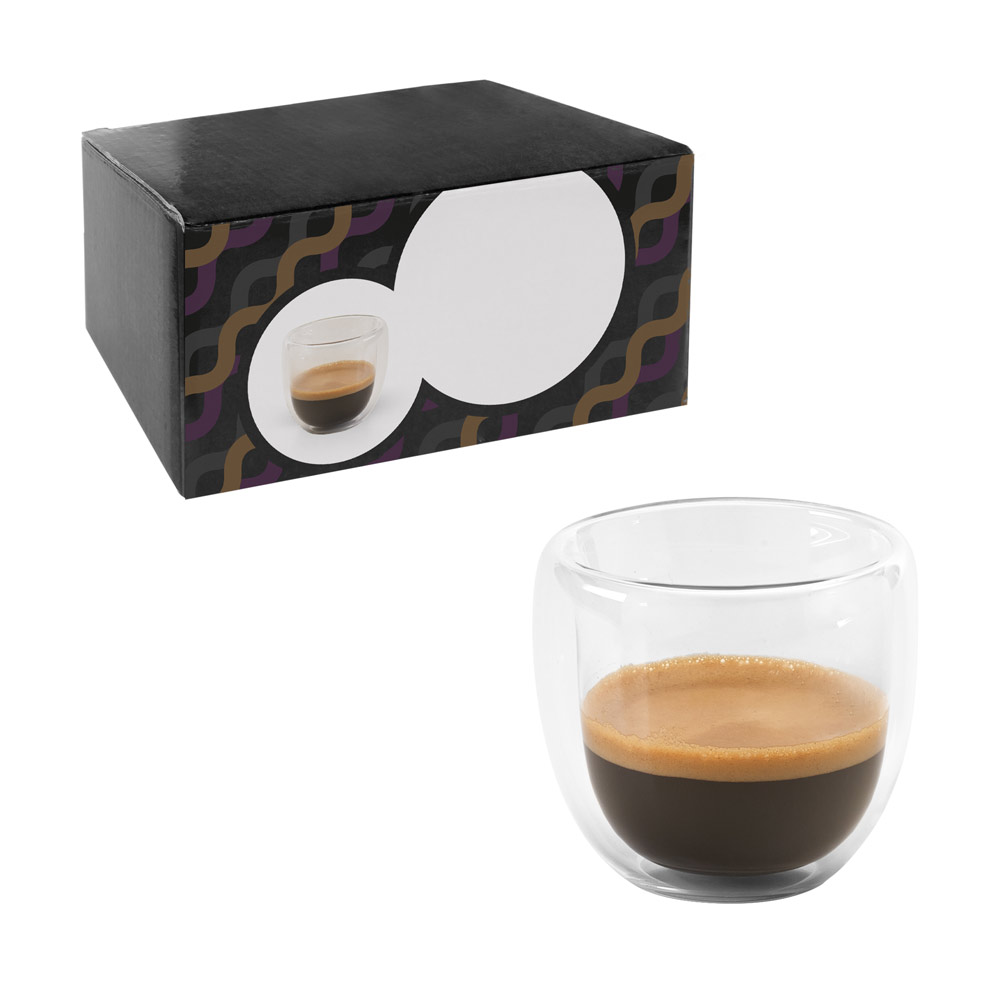 Conjunto 2 Copos Café Isotérmicos Vidro Borossilicato 75ml