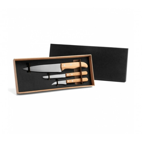 Kit Churrasco Inox e Bambu 3 Peças 355mm