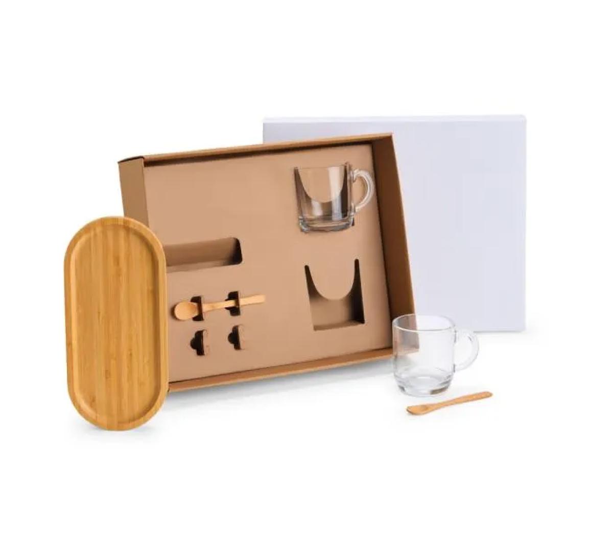Kit para Café Vidro e Bambu