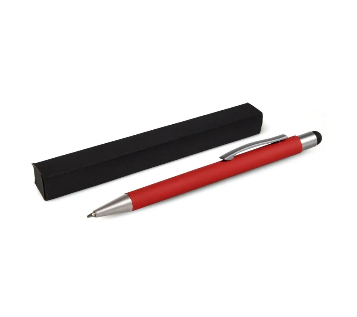 Caneta Esferográfica Touch em Alumínio Vermelho Fosco
