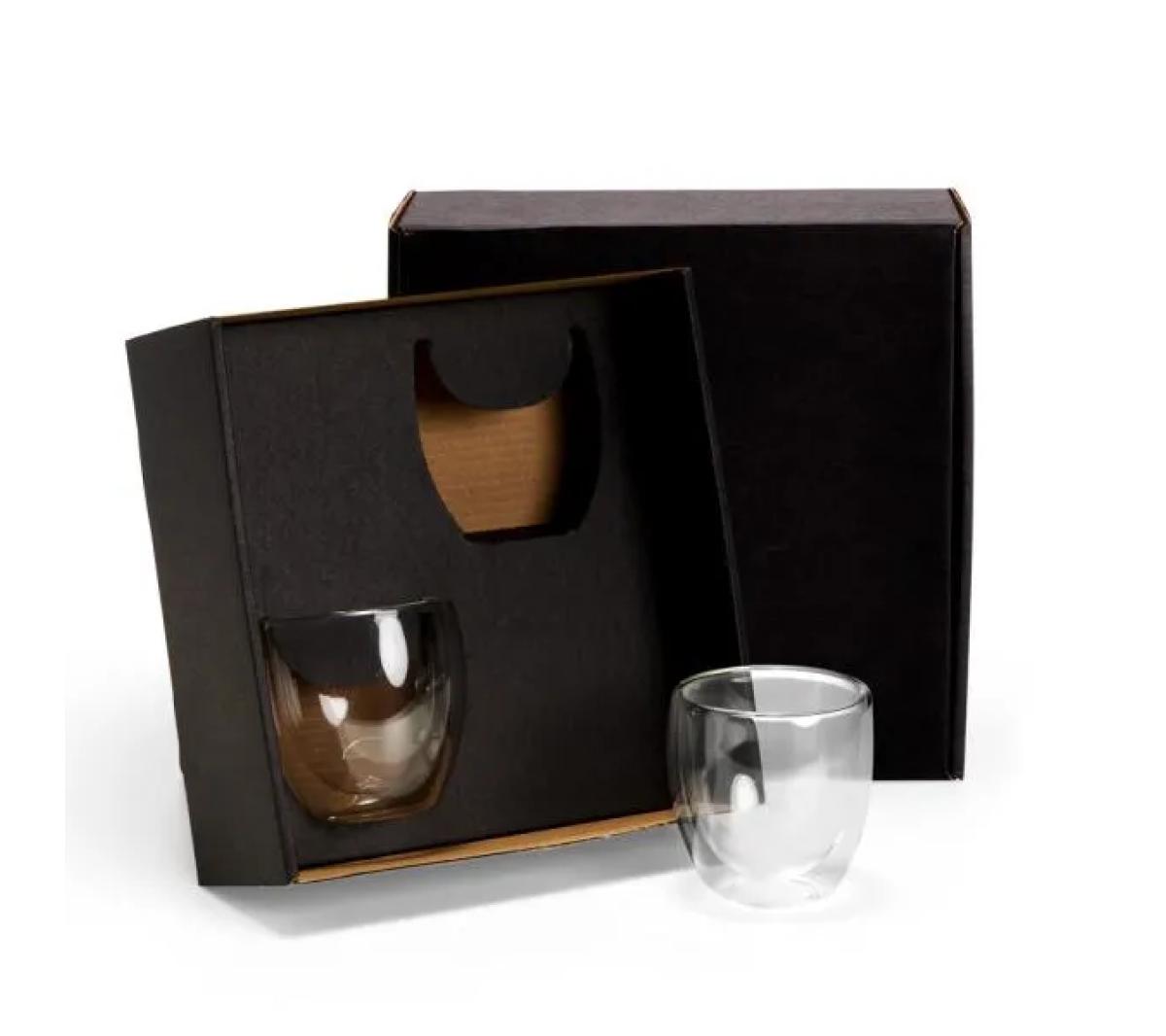 Conjunto 2 Copos Vidro Parede Dupla 250ml
