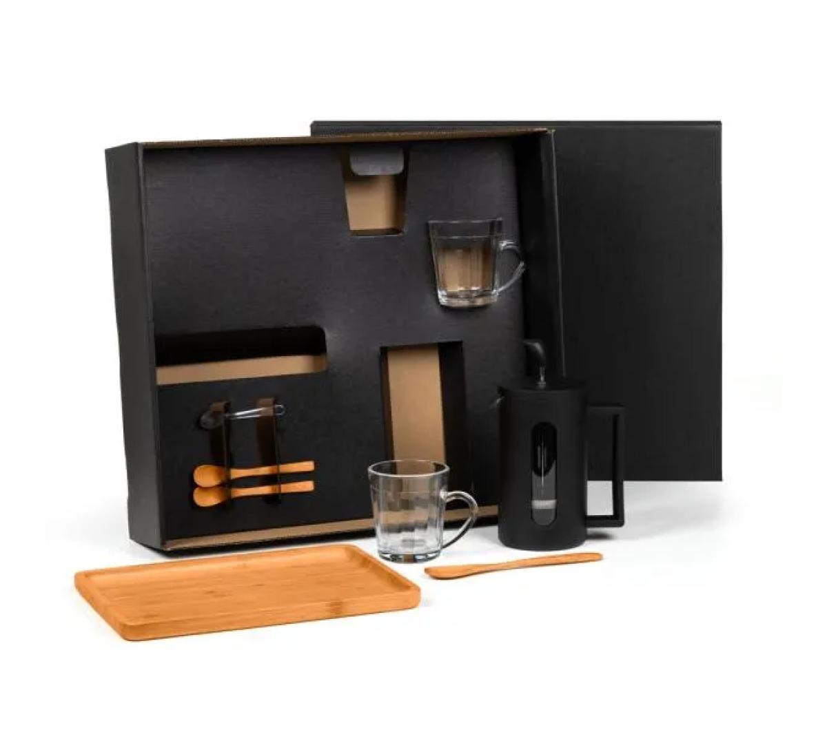 Kit para Café em Vidro e Bambu 600ml