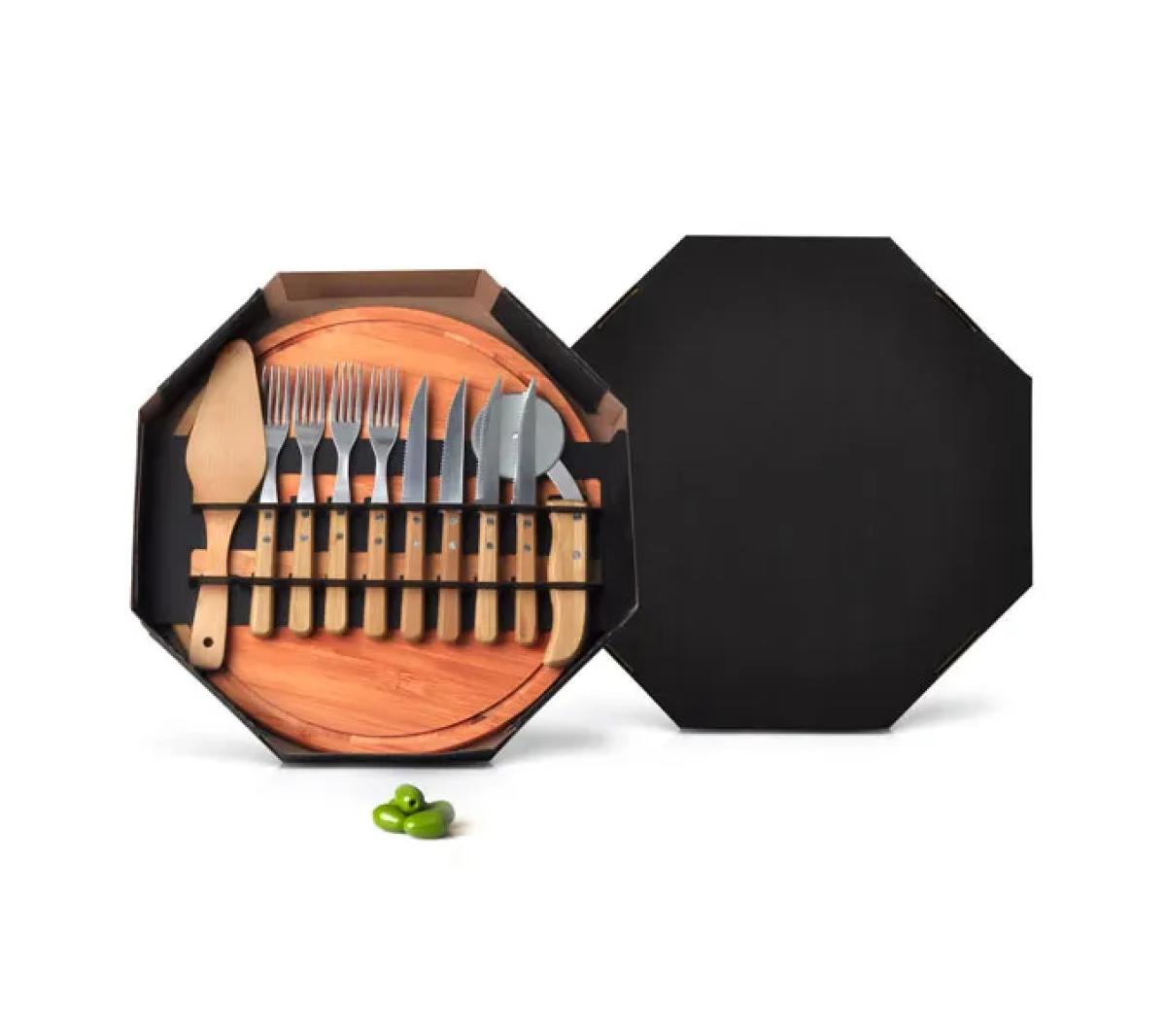 Conjunto para Pizza Bambu/Inox 11 Pçs