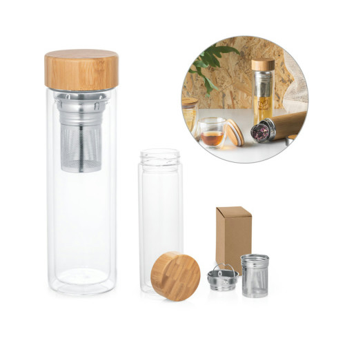 Squeeze Térmico Vidro Borossilicato com Infusores 490ml