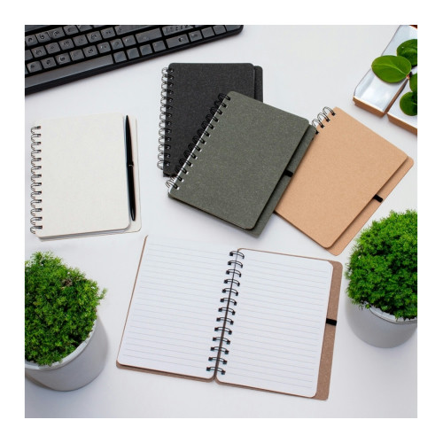 Caderno Kraft Capa Dura Pautado com Porta Caneta 17x13cm