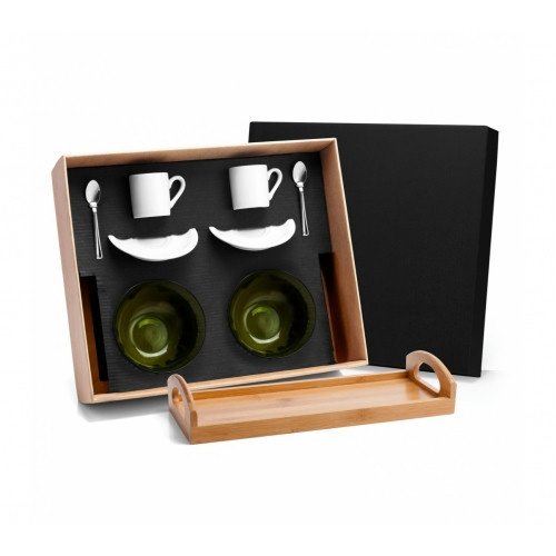 Conjunto Café da Manhã Bambu Porcelana 9 Peças 32x14,5cm