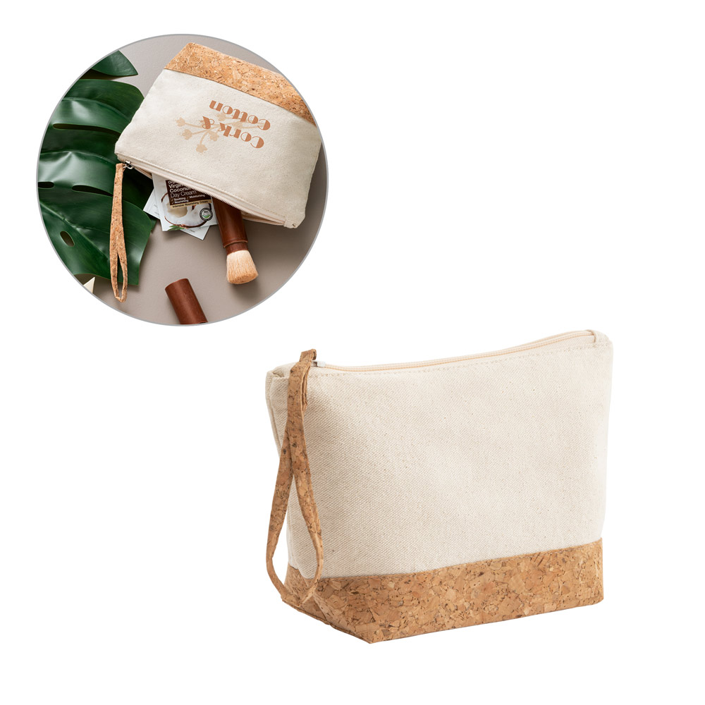 Bolsa de Cosméticos Algodão Cortiça 220x130mm