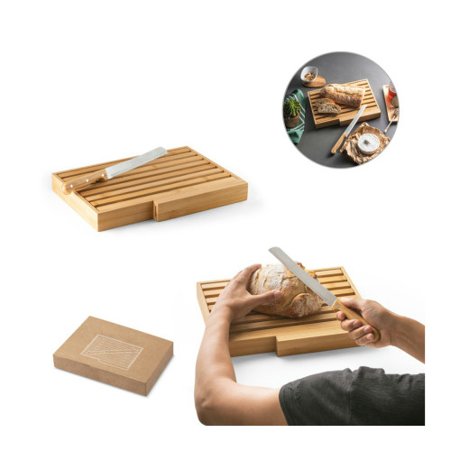 Tábua para Pão em Bambu com Faca 350x250mm