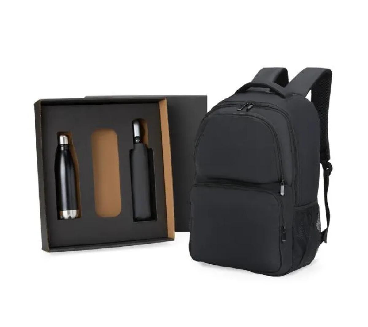 Kit 3 Peças Mochila, Guarda-chuva e Garrafa Nylon