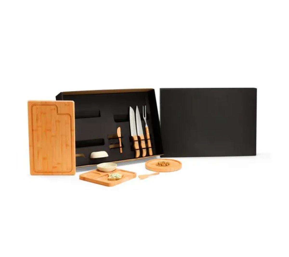 Kit para Churrasco e Petisco em Bambu 10 Peças 37x22,5cm