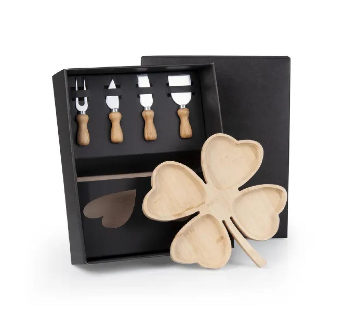 Conjunto para Petisco Bambu e Inox 5 Peças
