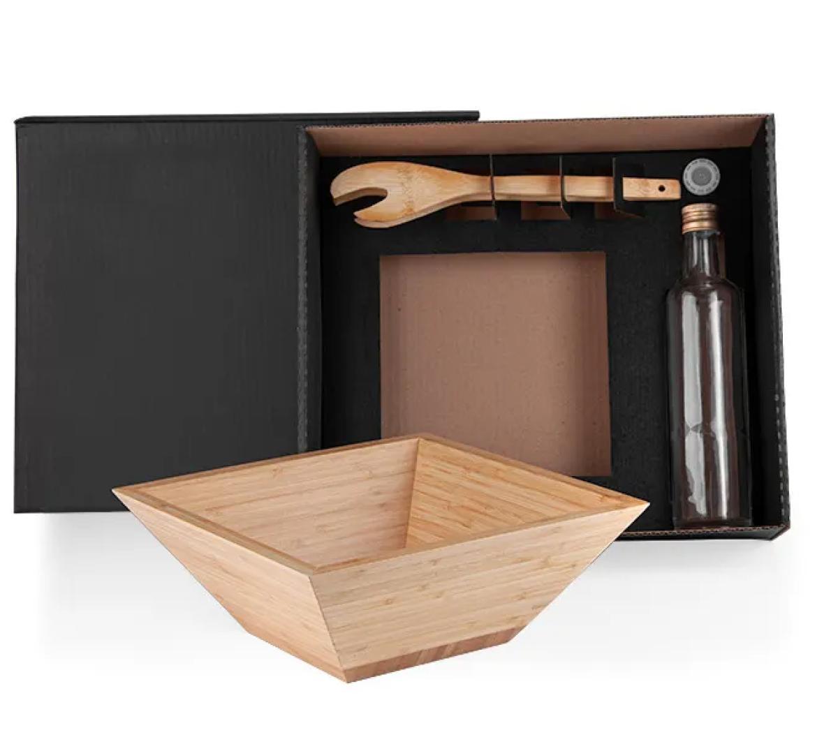 Kit para Salada Bambu e Vidro 3 Peças