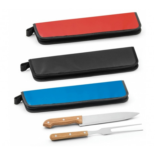 Kit Churrasco 2 Peças Aço Inox e Madeira 350x130mm