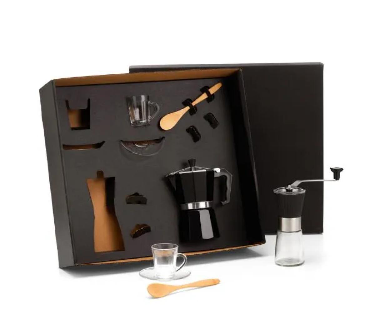 Kit Café Italiana Alumínio e Vidro 5 Pçs 16x18,5cm