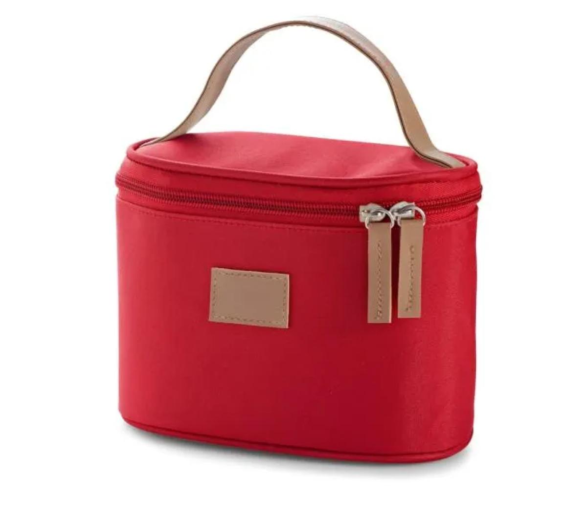 Necessaire Microfibra Vermelha couro sintético 18x12Cm