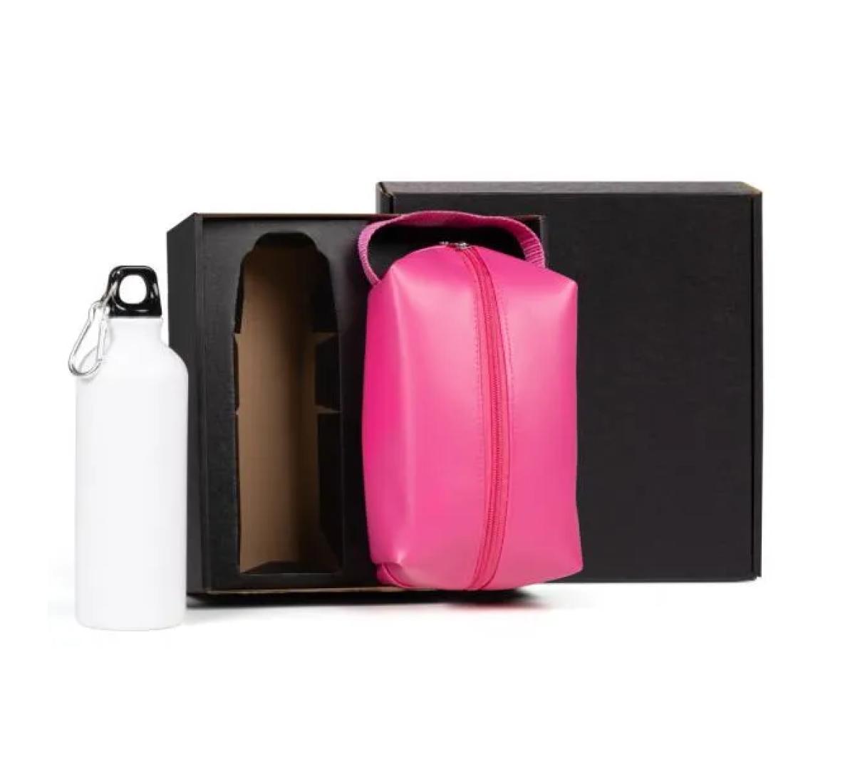 Kit Garrafa Alumínio 500ml e Necessaire Sintética