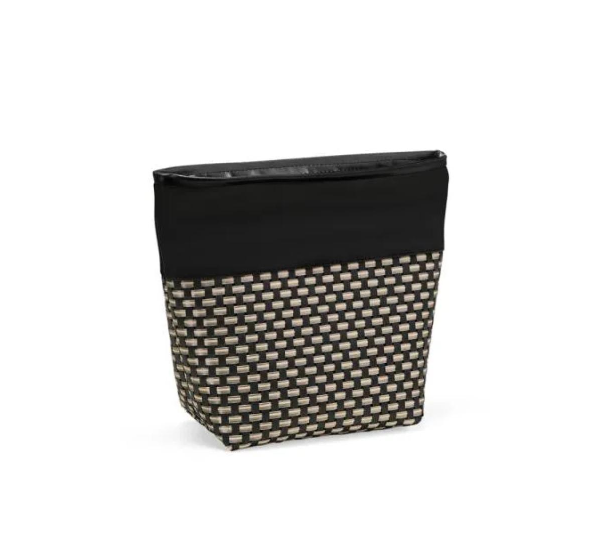 Necessaire em PVC e Couro Sintético Preto Xadrez