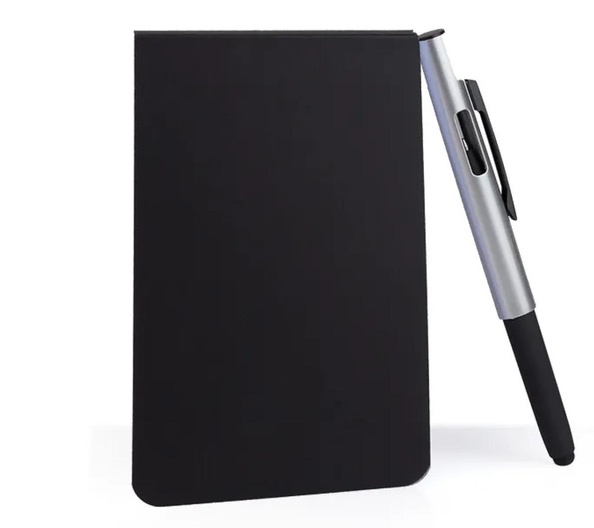Bloco de Anotações Papel Sem Pauta e Caneta ABS Touch Silicone