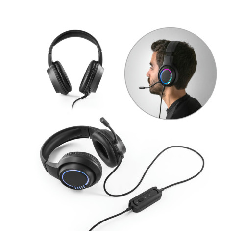 Fone de Ouvido Plástico com Microfone, RGB e Controle de Volume
